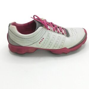 Ecco Shoes Womens Golf Cleats Biom White Pink‎ Yak Leather Natural Motion 41